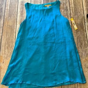 ALICE + OLIVIA Silk Blouse NWT Turquoise XS Blue Sleeveless Summer Vacation
